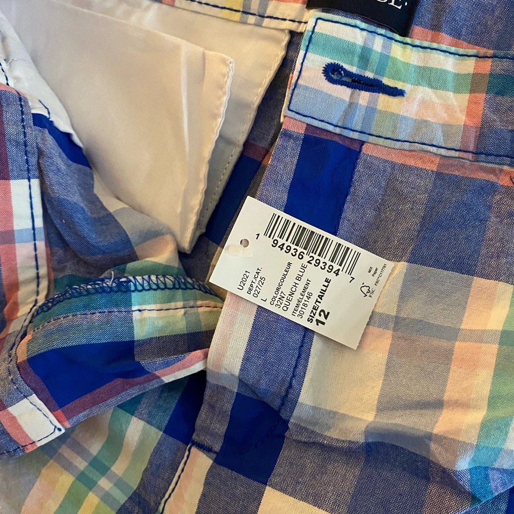 Childrens place boys plaid shorts, size 12